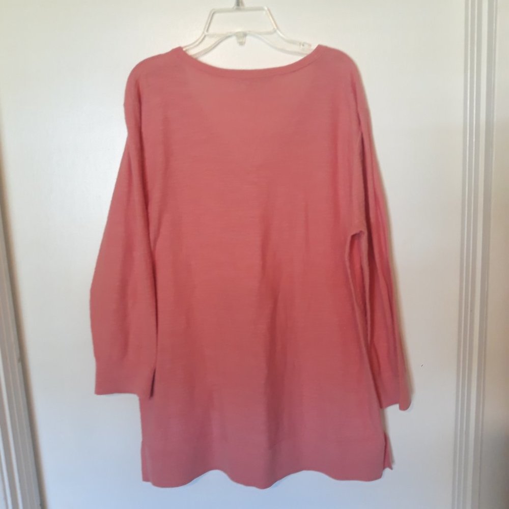 Loft Women Large Tunic Split V Neck Tassel Tie Pu… - image 6